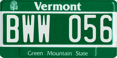 VT license plate BWW056