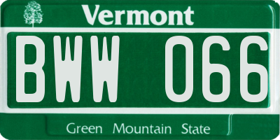 VT license plate BWW066