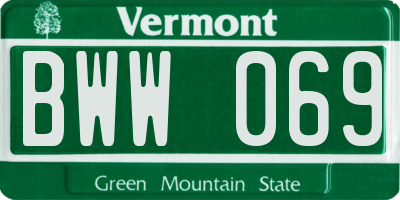VT license plate BWW069