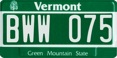 VT license plate BWW075