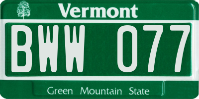 VT license plate BWW077