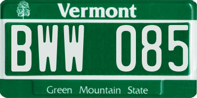 VT license plate BWW085