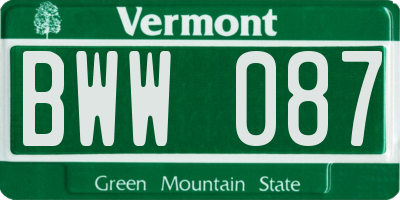 VT license plate BWW087