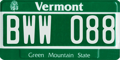 VT license plate BWW088