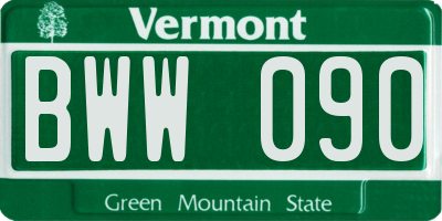 VT license plate BWW090