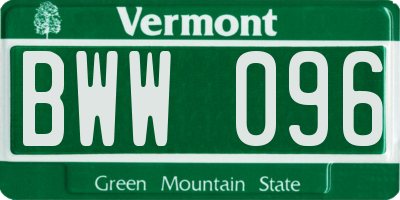 VT license plate BWW096