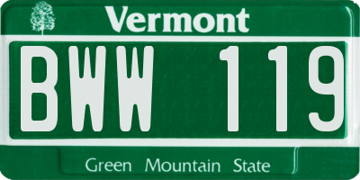 VT license plate BWW119