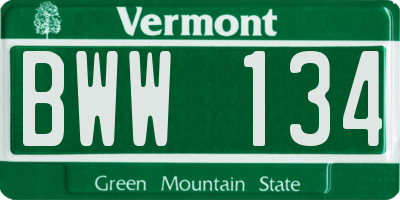 VT license plate BWW134