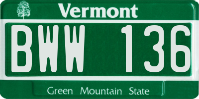 VT license plate BWW136