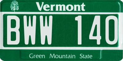 VT license plate BWW140