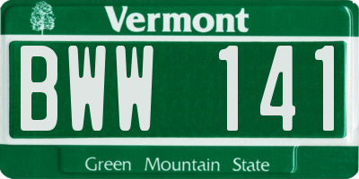 VT license plate BWW141