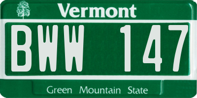 VT license plate BWW147