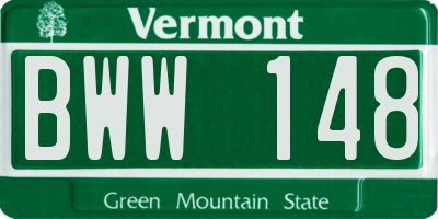 VT license plate BWW148