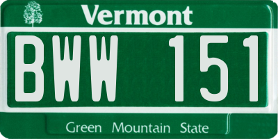 VT license plate BWW151