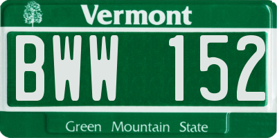 VT license plate BWW152