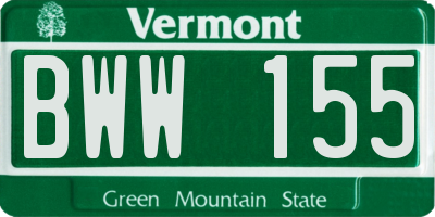 VT license plate BWW155