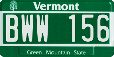 VT license plate BWW156