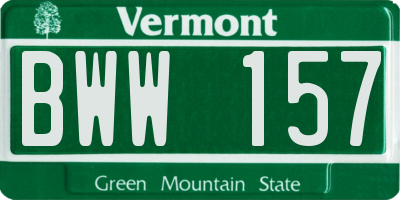 VT license plate BWW157