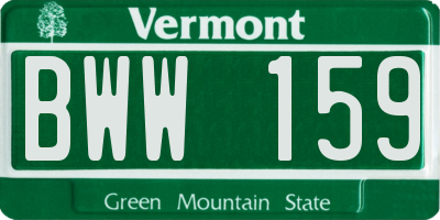 VT license plate BWW159
