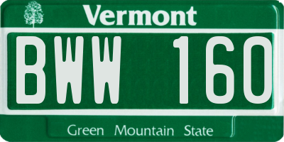 VT license plate BWW160