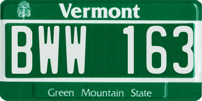 VT license plate BWW163
