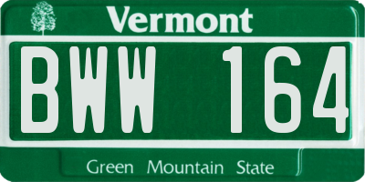VT license plate BWW164