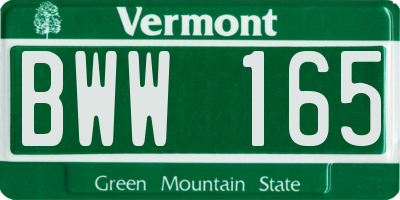 VT license plate BWW165