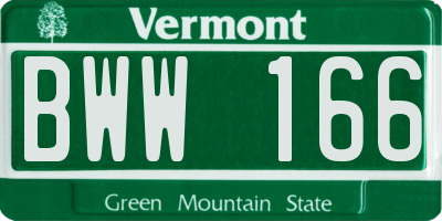 VT license plate BWW166