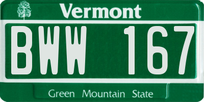 VT license plate BWW167