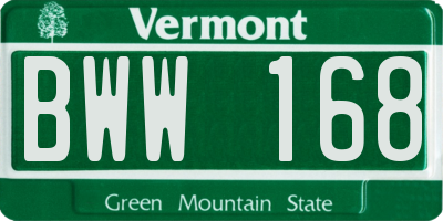 VT license plate BWW168