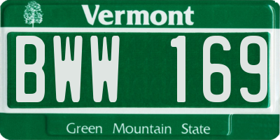 VT license plate BWW169