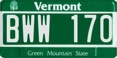 VT license plate BWW170