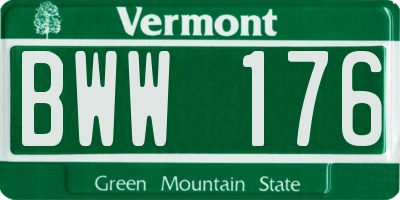 VT license plate BWW176