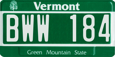 VT license plate BWW184