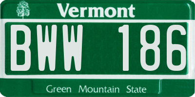 VT license plate BWW186
