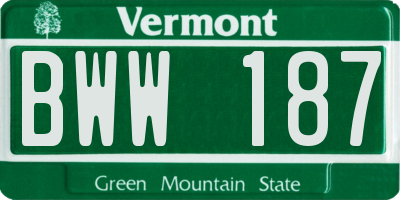 VT license plate BWW187