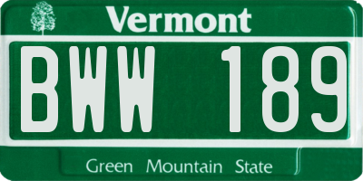 VT license plate BWW189