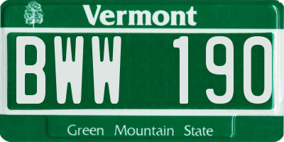 VT license plate BWW190