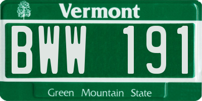 VT license plate BWW191