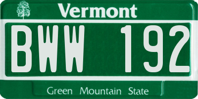VT license plate BWW192
