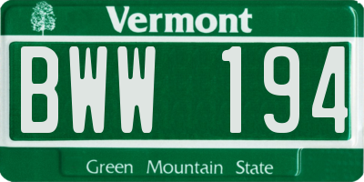 VT license plate BWW194