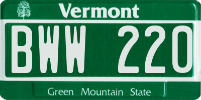 VT license plate BWW220