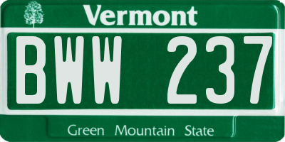 VT license plate BWW237
