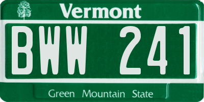 VT license plate BWW241