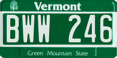 VT license plate BWW246