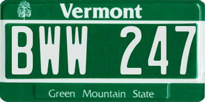 VT license plate BWW247