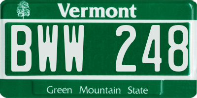 VT license plate BWW248