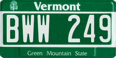 VT license plate BWW249