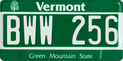 VT license plate BWW256