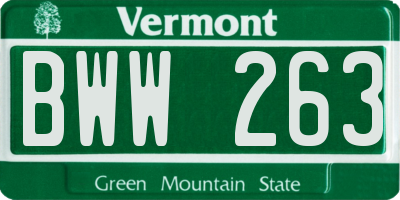 VT license plate BWW263